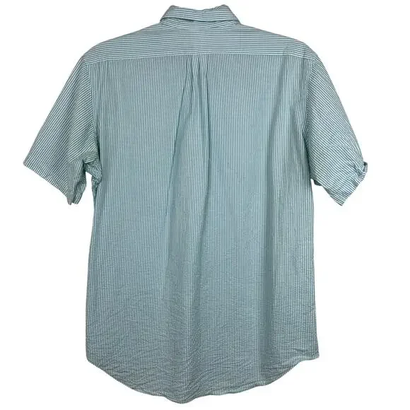 Ralph Lauren Seersucker Shirt men's Large classic fit, blue\ white stripe - Picture 2 of 5